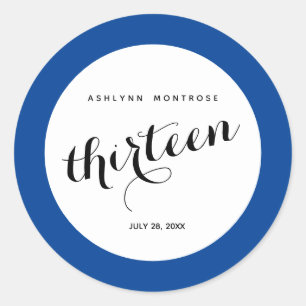 Blue 13. Birthday Classic Round Sticker