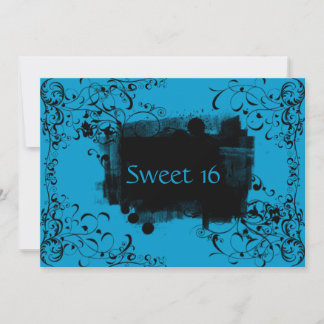Blue 16 . Geburtstag Party Einladung Blue Invite