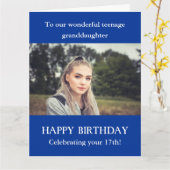 Blue 17. Geburtstag Fotokarte Enkeltochter Karte (Gelbe Blume)