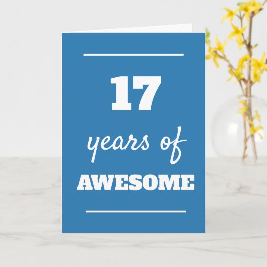 Blue 17. Geburtstag Karte (Gelbe Blume)