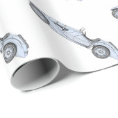 Blue 1936 BMW 328 Stift Rendering Geschenkpapier (Rolleneckpunkt)