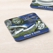 Blue 1957 Chevy, Name oder Meldung, Ihr Foto Getränkeuntersetzer (Linke Seite)