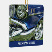 Blue 1957 Chevy, Name oder Meldung, Ihr Foto Keramikornament (Rechts)