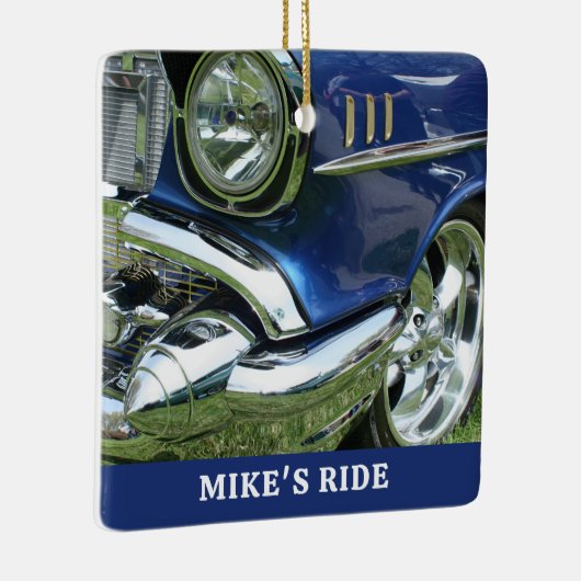 Blue 1957 Chevy, Name oder Meldung, Ihr Foto Keramikornament (Rechts)