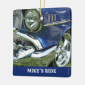 Blue 1957 Chevy, Name oder Meldung, Ihr Foto Keramikornament (Links)