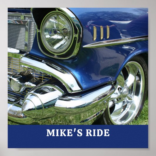 Blue 1957 Chevy, Name oder Meldung, Ihr Foto Poster (Vorne)