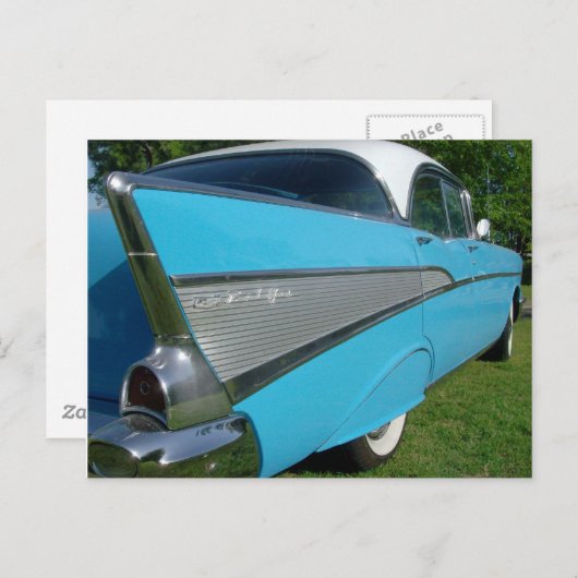 Blue 1957 Chevy Postcard Postkarte (Vorne/Hinten)