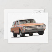 Blue 1964 Dodge Bahnhof Waggon. Postkarte (Vorne/Hinten)