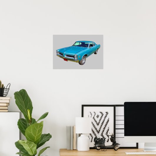 Blue 1966 Pontiac Le Mans Muscle Car Poster (Heimbüro)