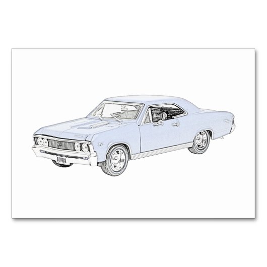 Blue 1967 Chevy Chevelle Tischnummer (Vorderseite)