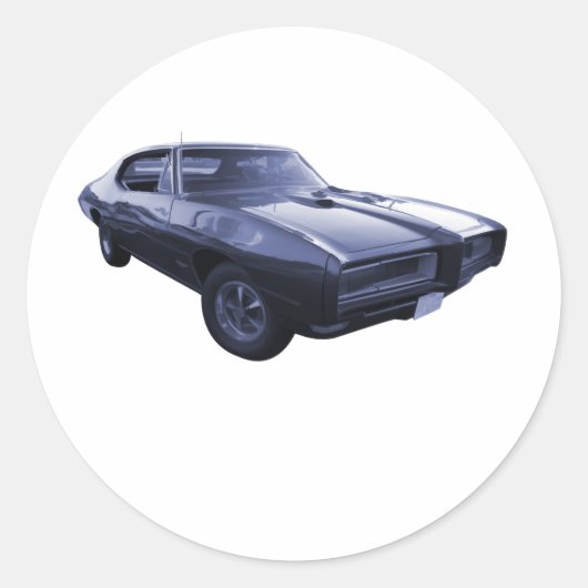 Blue 1968 Pontiac GTO Runder Aufkleber (Vorderseite)