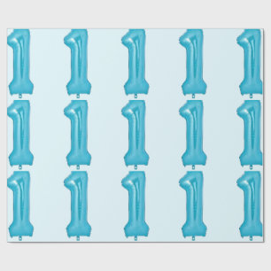 Blue 1 Balon Wrapping Paper Geschenkpapier
