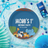 Blue 1. Geburtstag Jungle Safari Thema Pappteller (Party)