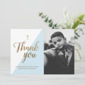 Blue 1. Kommunion Danke Ihnen Schwarzweiß-Foto (Stehend Vorderseite)