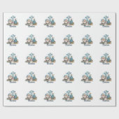 Blue 1st Christmas Santa Snowman Xmas Baby Boy Geschenkpapier (Flach)