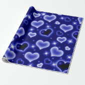 Blue 2000er Herz Wrapping Paper Geschenkpapier (Ungerollt)