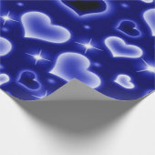 Blue 2000er Herz Wrapping Paper Geschenkpapier (Ecke)