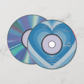 Blue 2000s Aura Hearts Music CD Birthday Einladung (Vorne/Hinten)