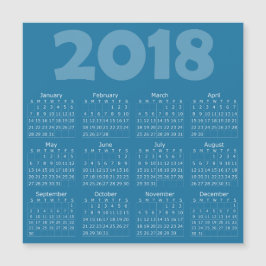 Blue 2018 Calendar Square Magnetkarte