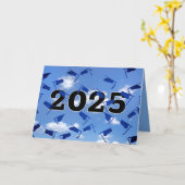 Blue 2025 Graduation Caps in Sky Karte (Gelbe Blume)