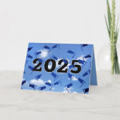 Blue 2025 Graduation Caps in Sky Karte (Vorderseite)