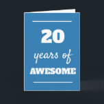 Blue 20. Geburtstagskarte Karte<br><div class="desc">Blue 20 Jahre phantastische Karte für seinen 20. Geburtstag,  die Sie leicht personalisieren können,  wenn Sie die Insider-Karte-Nachricht gewollt.</div>
