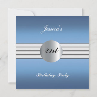 Blue 21. Geburtstagsfeier Party Einladung