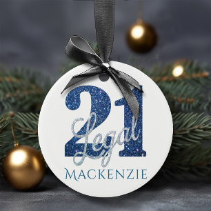 Blue 21 und Legal   Individuelle Name 21. Geburtst Keramik Ornament
