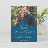 Blue 2 Photos Minimalist Be our Guest Quote Save The Date (Stehend Vorderseite)