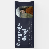 Blue 2 Tone Retro Foto Grad Party Banner (Vertikal)