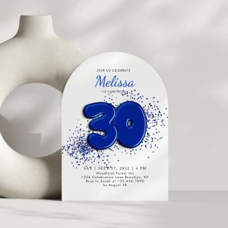 Blue 30. Balloons Adult Arch Geburtstag Einladung