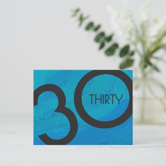 Blue 30 Decade Geburtstag Postkarte (Stehend Vorderseite)