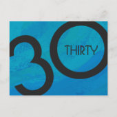 Blue 30 Decade Geburtstag Postkarte (Vorderseite)
