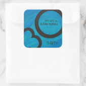 Blue 30 Decade Geburtstag Quadratischer Aufkleber (Tasche)