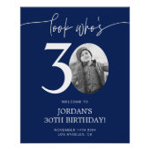 Blue 30. Geburtstag Begrüßungszeichen | Schau mal, Poster (Vorderseite)