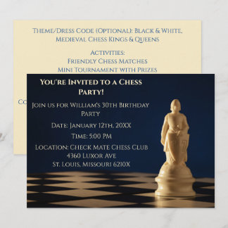 Blue 30. Geburtstag Party Schach Pawn Einladung