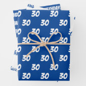 Blue 30. Happy Birthday Individuelle Name Geschenkpapier Set (Beispiel)