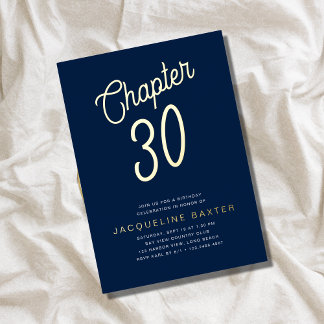 Blue 30 th Birthday Gold Script Kapitel 30 Party Folieneinladung