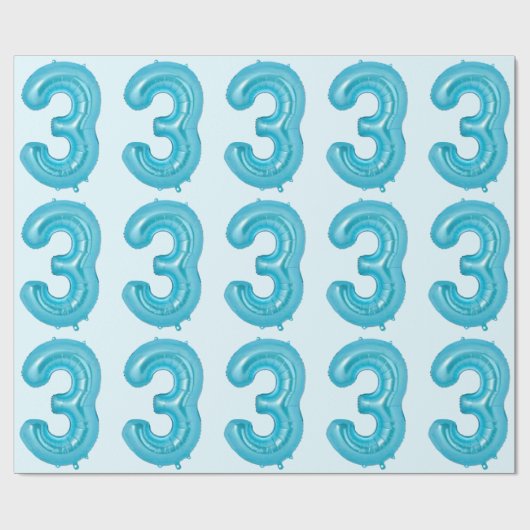 Blue 3 Ballon Wrapping Paper Geschenkpapier (Flach)
