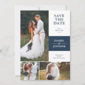 Blue 3-Foto Gallery Wedding rettet den Termin Save The Date (Vorderseite)
