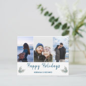 Blue 3 Foto Weihnachtsfeiertag Postkarte (Stehend Vorderseite)