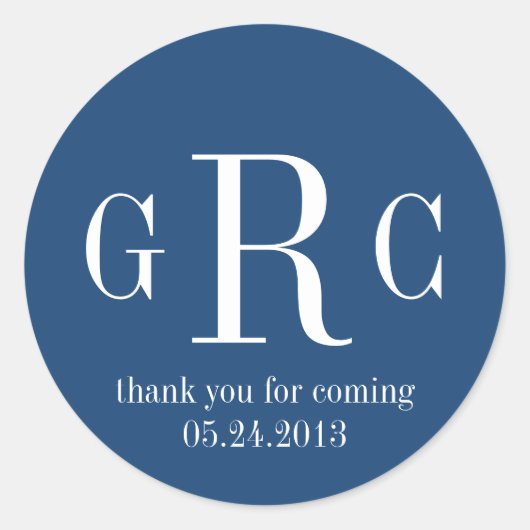 Blue 3 initiale monogramm Etikettenkennzeichnung G Runder Aufkleber (Vorderseite)