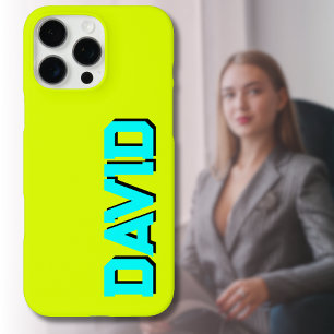 Blue 3D Black Modern Name   Funny Neon Chartreuse iPhone 16 Pro Max Hülle