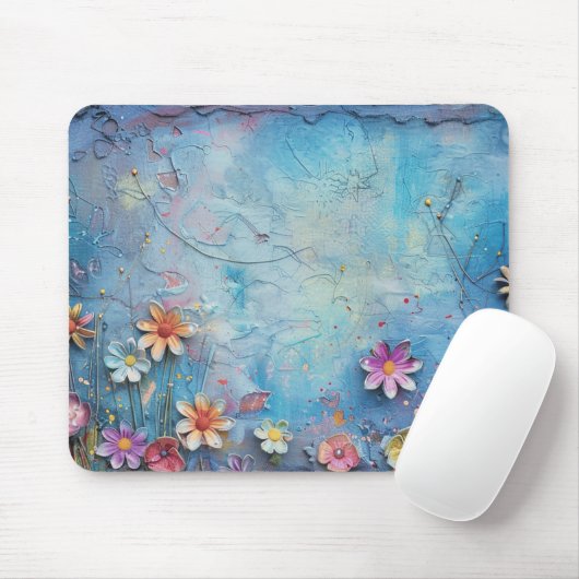 Blue 3D-Blume Mousepad (Mit Mouse)