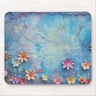 Blue 3D-Blume Mousepad