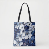 Blue 3D Blume Tasche für Frauen und Mädchen (Vorderseite)