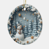 Blue 3D Chirstmas Cute Happy Owl Keramik Ornament (Links)