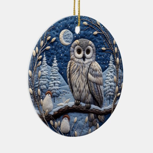 Blue 3D Chirstmas Niedliches Owl Animal Keramik Ornament (Rechts)