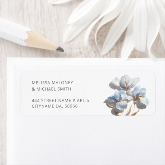 Blue 3D Flowers Stylized Lilies Wedding (Insitu)
