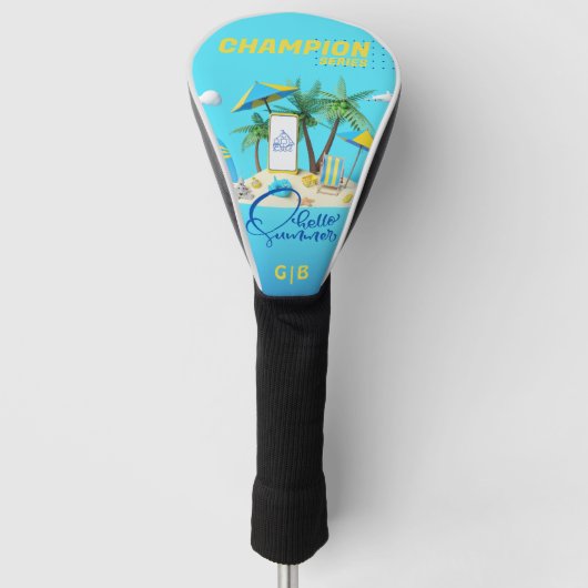 Blue 3d Realistic Beach auf Tropical Island Summer Golf Headcover (Vorderseite)
